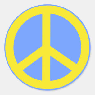 Yellow Peace Sign Ronde Sticker
