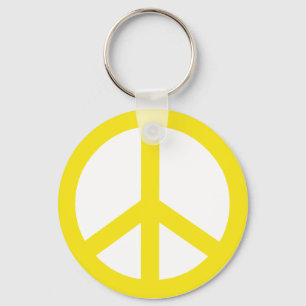 Yellow Peace Sign Sleutelhanger