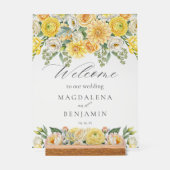 Yellow Peach Flowers Sage Greenery Wedding Welcome (Recto)