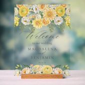 Yellow Peach Flowers Sage Greenery Wedding Welcome (Neutre)
