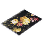 Yellow Peony Design on Black Notitieboek (Linkerzijde)