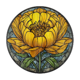 Yellow Peony Stained Glass Snijplank