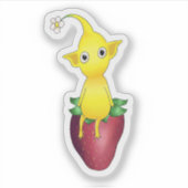 Yellow Pikmin op Aardbei Sticker (Voorkant)