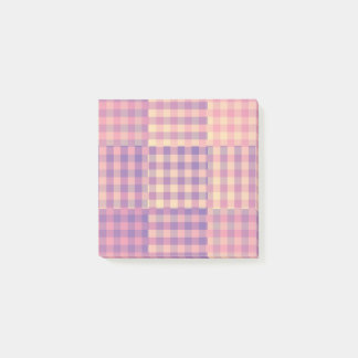 Yellow Pink Purple Checker Patchwork Pattern Post-it® Notes