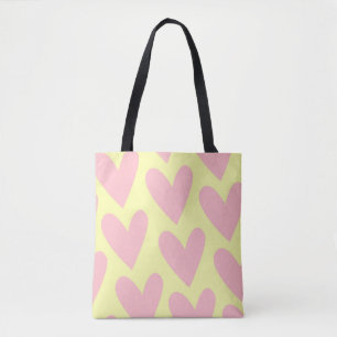 Yellow Pink Simple Heart Y2K-patroon Draagtas