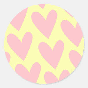 Yellow Pink Simple Heart Y2K-patroon Ronde Sticker