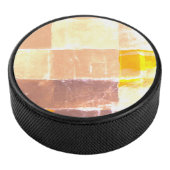 Yellow Plaid Peach Hockey Puck (3/4)