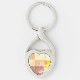 Yellow Plaid Peach Sleutelhanger