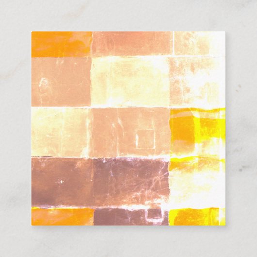 Yellow Plaid Peach Vierkante Visitekaartje (Achterkant)