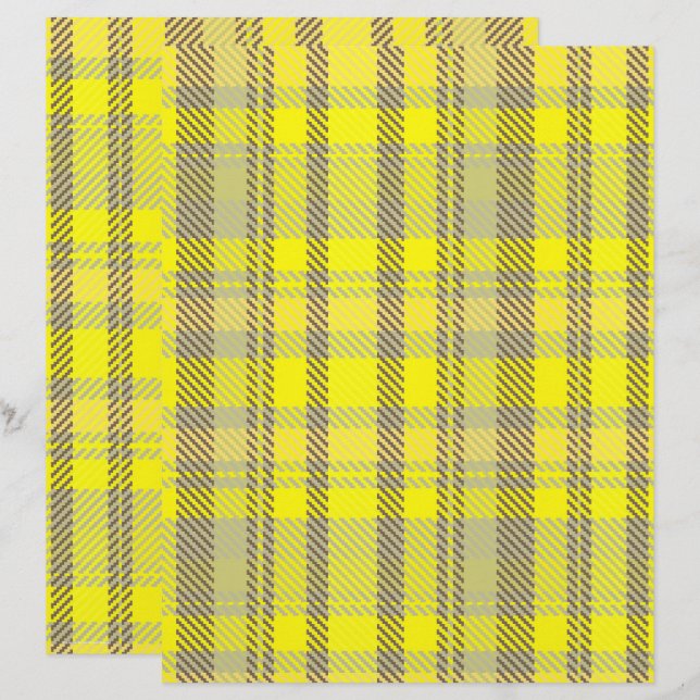 Yellow Plaid Scrapbook Paper 2-Sided Page (Voorkant / Achterkant)