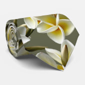 Yellow Plumeria Flowers Tropical Wedding Stropdas (Opgerold)