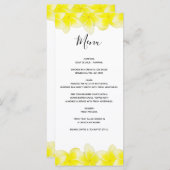 Yellow Plumeria Frangipani Wedding Menu (Voorkant / Achterkant)