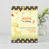 Yellow Polka Dot Giraffe Persoonlijke partij Kaart (Staand voorkant)