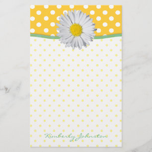 Yellow Polka Dots en Daisy Stationery Briefpapier