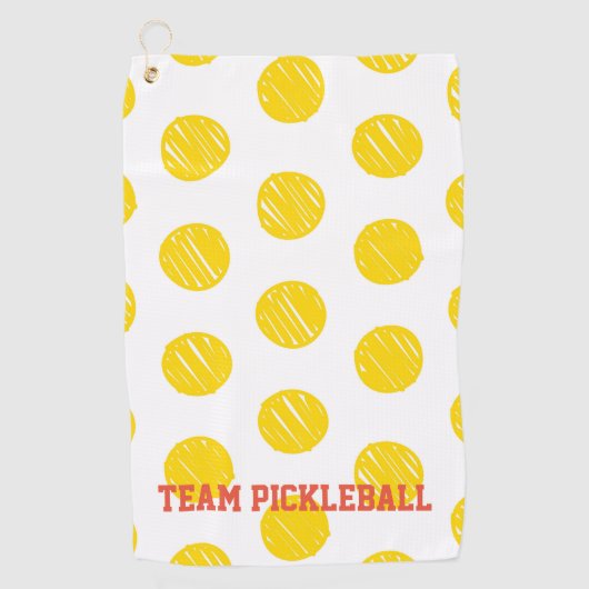 Yellow Polka Dots Oranje Team Pickleball Sports Golfhanddoek (Voorkant)