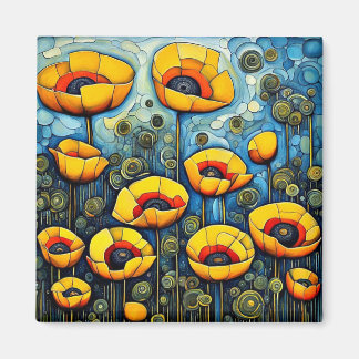 Yellow Poppies 1 Magneet