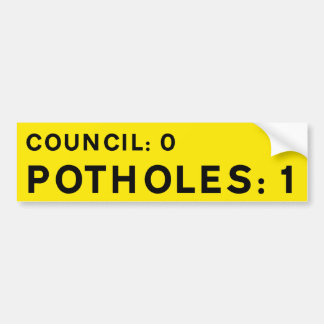 YELLOW Pothole Bumper Sticker Council 0-Potholes 1