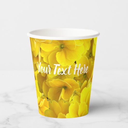 Yellow Primrose Flowers Pattern Papieren Bekers (Voorkant)