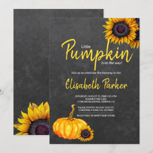 Yellow Pumpkin Zonnebloemen Krijtbord Baby shower Kaart