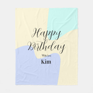 Yellow purple green happy birthday abstract pastel fleece deken