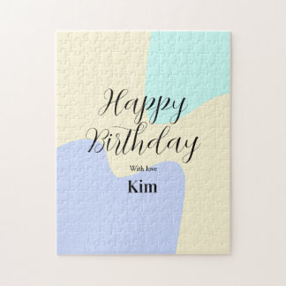 Yellow purple green happy birthday abstract pastel legpuzzel