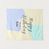 Yellow purple green happy birthday abstract pastel wandkleed (Voorkant (horizontaal))