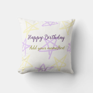 Yellow purple  happy birthday add name text simple kussen