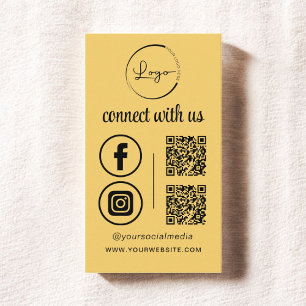 Yellow QR Connect with US Business Logo Visitekaartje