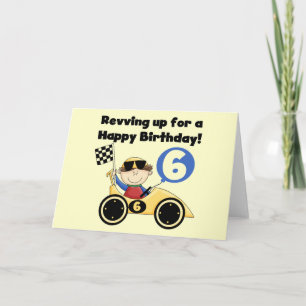 Yellow Race Auto 6e Verjaardag Tshirts en geschenk Kaart
