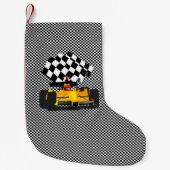 Yellow Race Car Kleine Kerstsok (Voorkant)