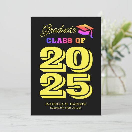 Yellow Rainbow Afstuderen Aankondiging (Staand voorkant)