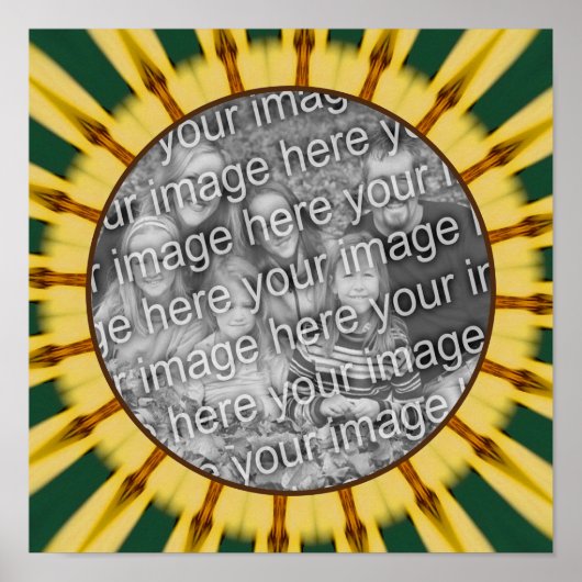 Yellow Rays Abstract Lijst Creëer Uw eigen foto Poster (Voorkant)