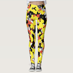 Yellow Red Black Camouflage Camouflage Patroon Leggings