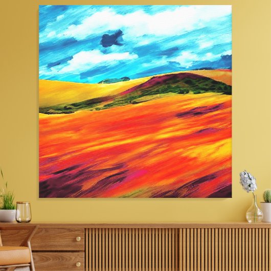 Yellow Red Hills Canvas Afdruk (Insitu (Woonkamer))