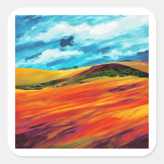Yellow Red Hills Vierkante Sticker (Voorkant)
