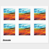 Yellow Red Hills Vierkante Sticker (Vel)