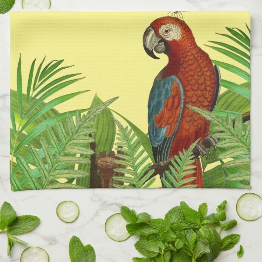 Yellow Red Parrot Buttlerfly Kitchen Tea Towels Theedoek (Gevouwen)