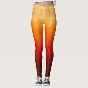 Yellow Red rustic ombre Leggings