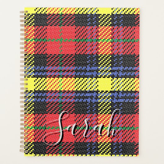 Yellow & Red Tartan Checkered Monogram Name (Devant)