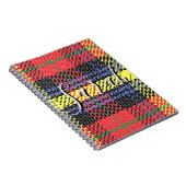 Yellow & Red Tartan Checkered Monogram Name Notitieboek (Rechterzijde)