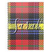 Yellow & Red Tartan Checkered Monogram Name Notitieboek (Voorkant)