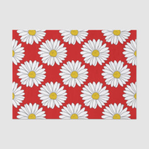 Yellow Red White Daisy Pattern Tissuepapier