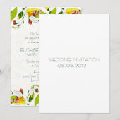 Yellow Retro Abstract Floral Collage-Wedding Invit Kaart (Voorkant / Achterkant)