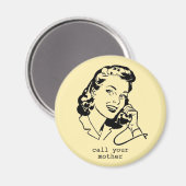 Yellow Retro Appelez Votre Mère Drôle Aimant Vinta (Recto/Verso)