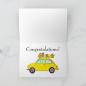 Yellow Retro Fiat 500 Birthday Kaart (Binnen)