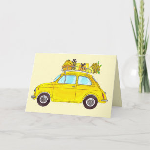Yellow Retro Fiat 500 Topolino Kaart