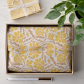Yellow Retro Floral Pattern Tissuepapier (Geschenk)