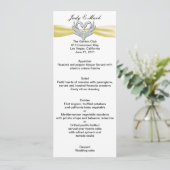 Yellow Ribbon Silver Swans Menu Card (Staand voorkant)
