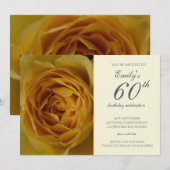Yellow Rose 60e verjaardag uitnodiging (Voorkant / Achterkant)