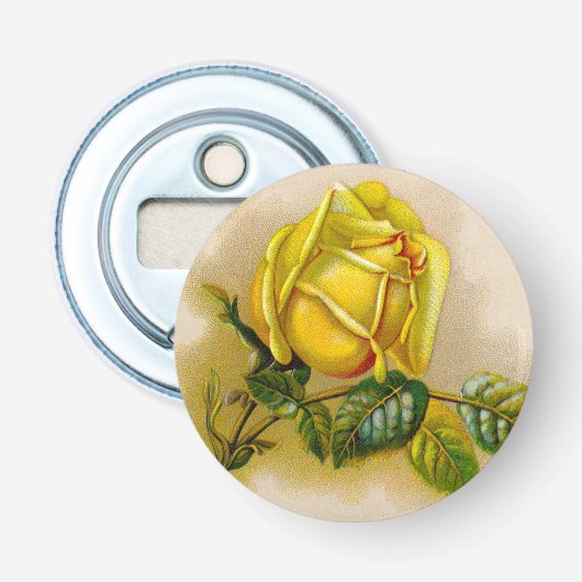 Yellow Rose Antiek  Print Fine Art Button Flesopener (Voorkant)
